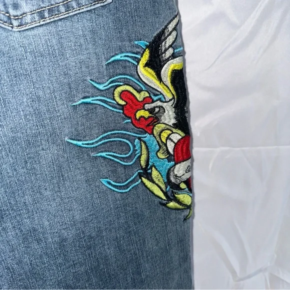 Ed Hardy Straight Leg Jeans with Embroidered Design - Picture 8 of 13